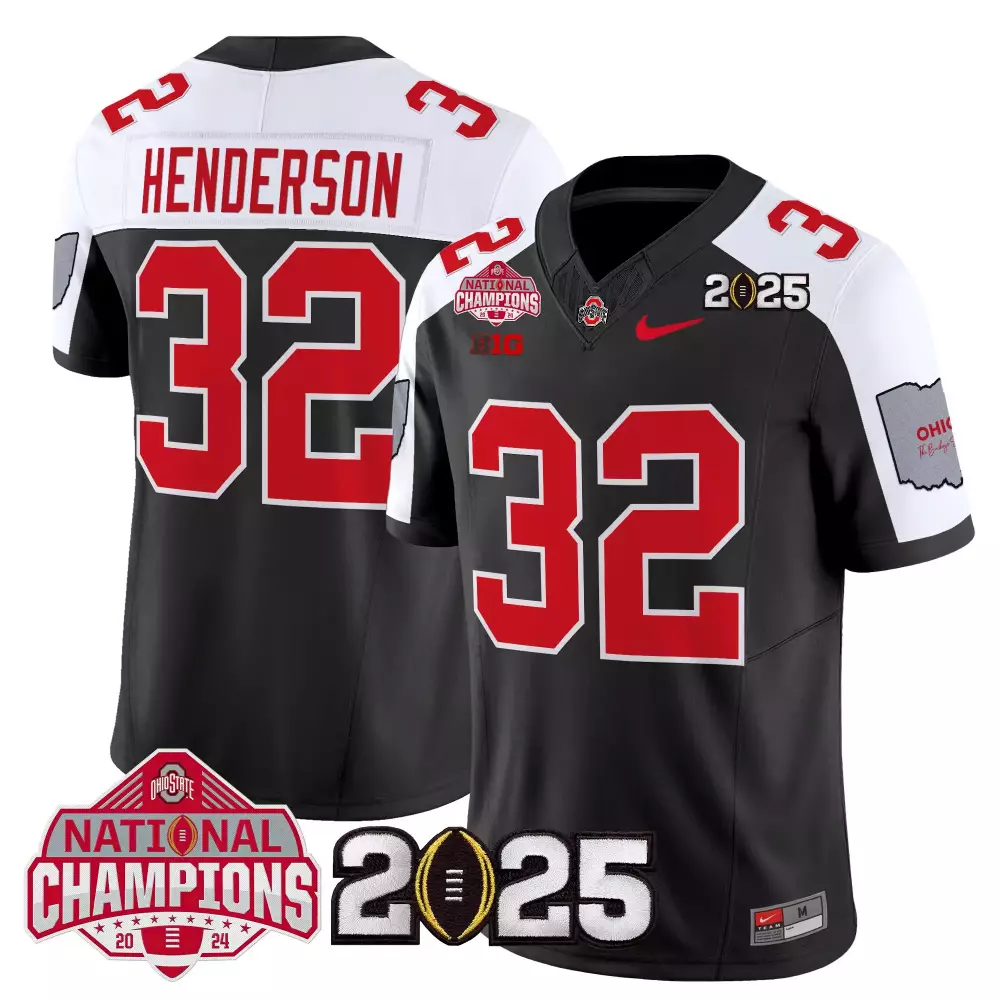 Henderson 32 Ohio State Buckeyes Jersey Black National Champions 2024 2025 Men Stitched