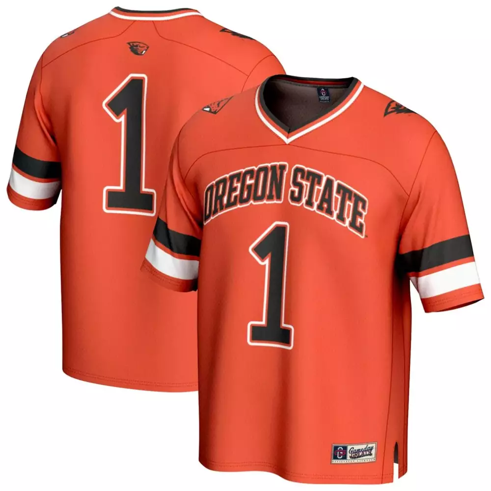 Oregon State 1 Jersey Orange Beavers Men Stitched Black White Gameday Fashion