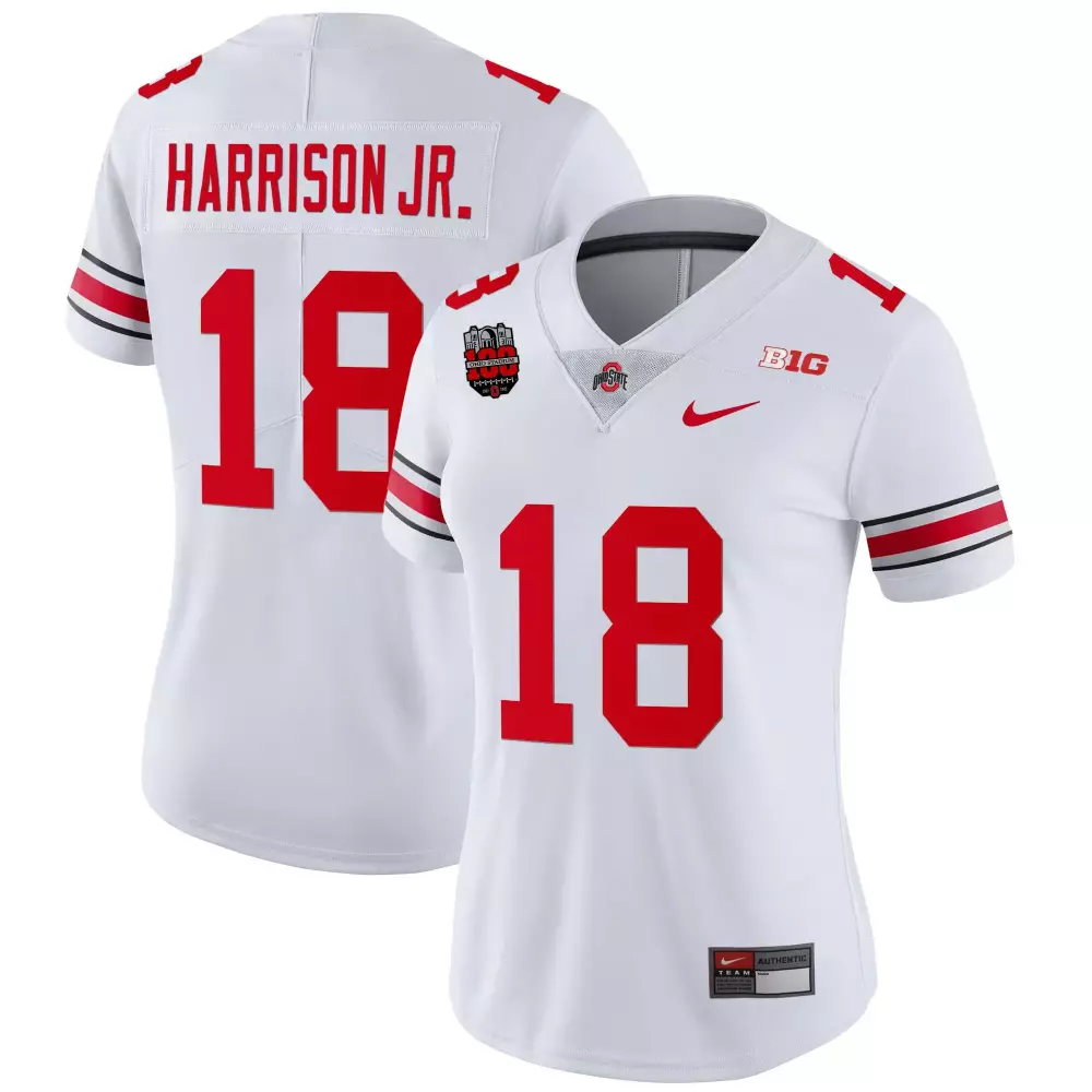 Marvin Harrison 18 Jersey White Ohio State Buckeyes Women Authentic Alternate Red