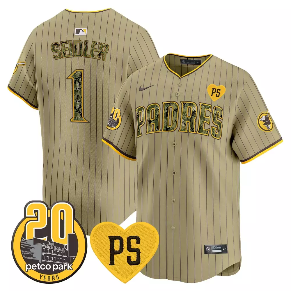 Peter Seidler 1 San Diego Padres Jersey Tan Gothic Sin City Petco Park 20 Years Men