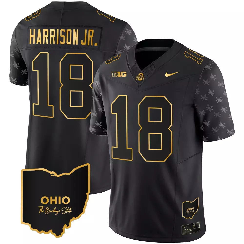 Marvin Harrison 18 Jersey Black Ohio State Buckeyes Men Authentic Gold Alternate