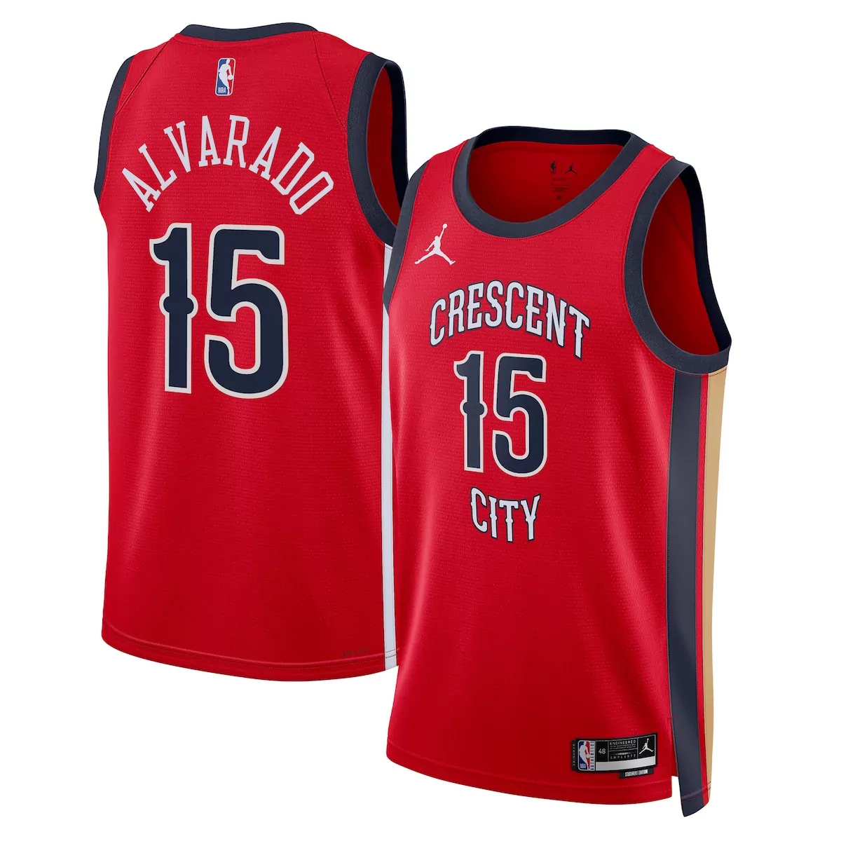 Jose Alvarado 15 Jersey Red City Connect New Orleans Pelicans 2023 Men Navy Gold