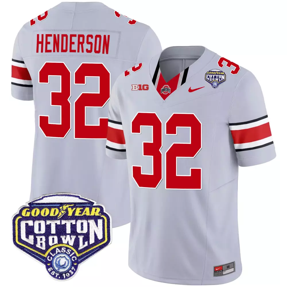 Treveyon Henderson 32 Jersey Silver Cotton Bowl Ohio State Buckeyes Goodyear Classic