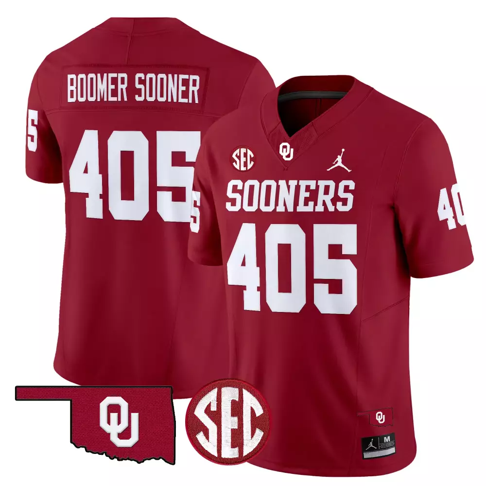 Custom Oklahoma Sooners Jersey Crimson 405 Men Authentic White Stitched