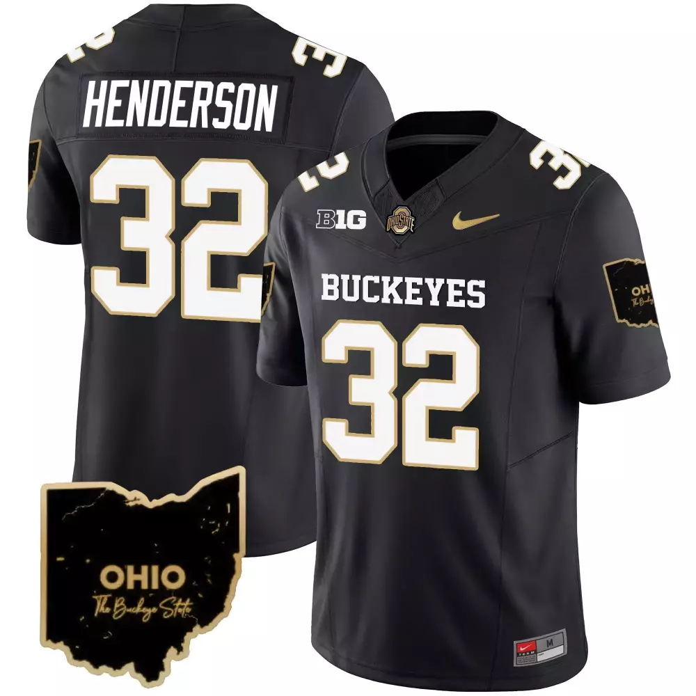 Treveyon Henderson 32 Jersey Black Ohio Shape State Buckeyes Big Ten University Men