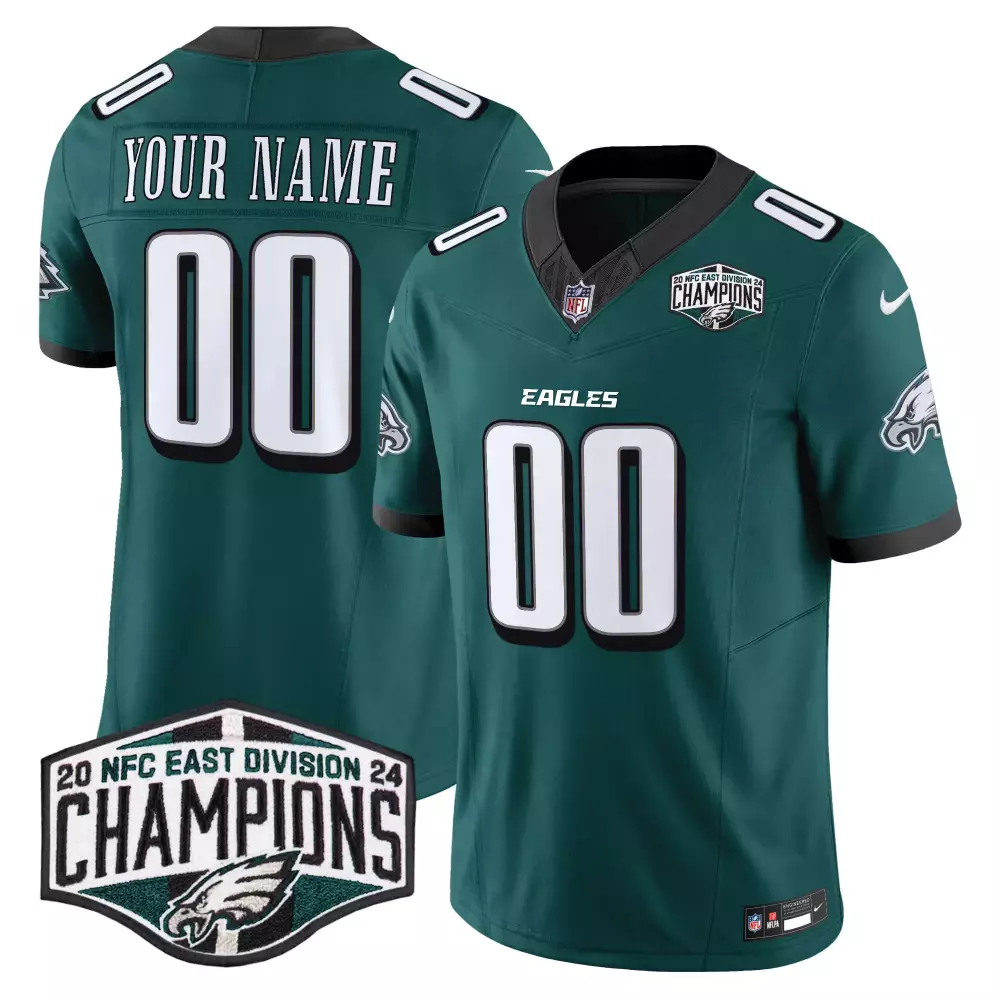 Custom Eagles Jersey Green Men Regular White Black Vapor Limited All Stitched
