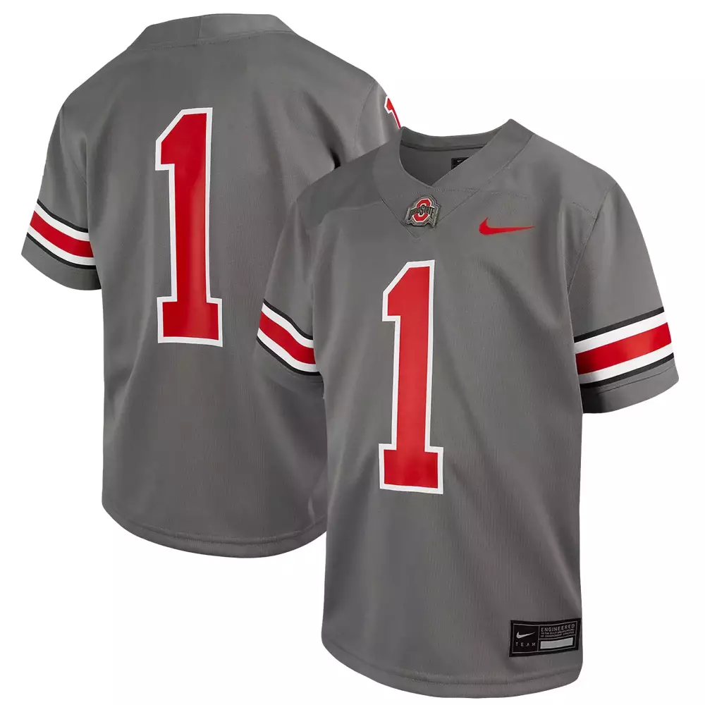 Custom Ohio State Buckeyes 1 Jersey Gray Men Stitched Alternate Red White Black All