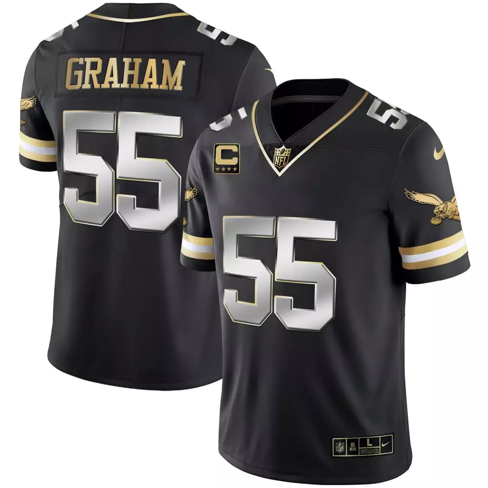 Brandon Graham 55 Eagles Jersey Black Men Gold White Limited Vapor Throwback All