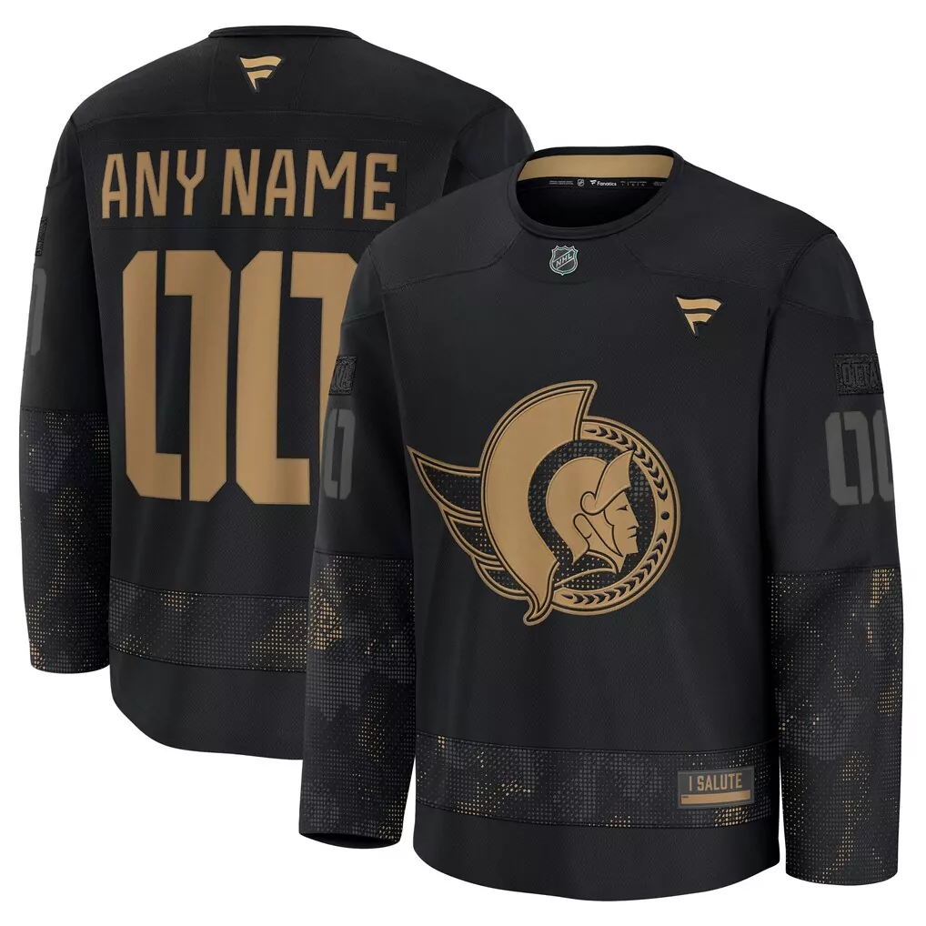 Ottawa Senators Jersey Black I Salute Men Authentic Gold Custom