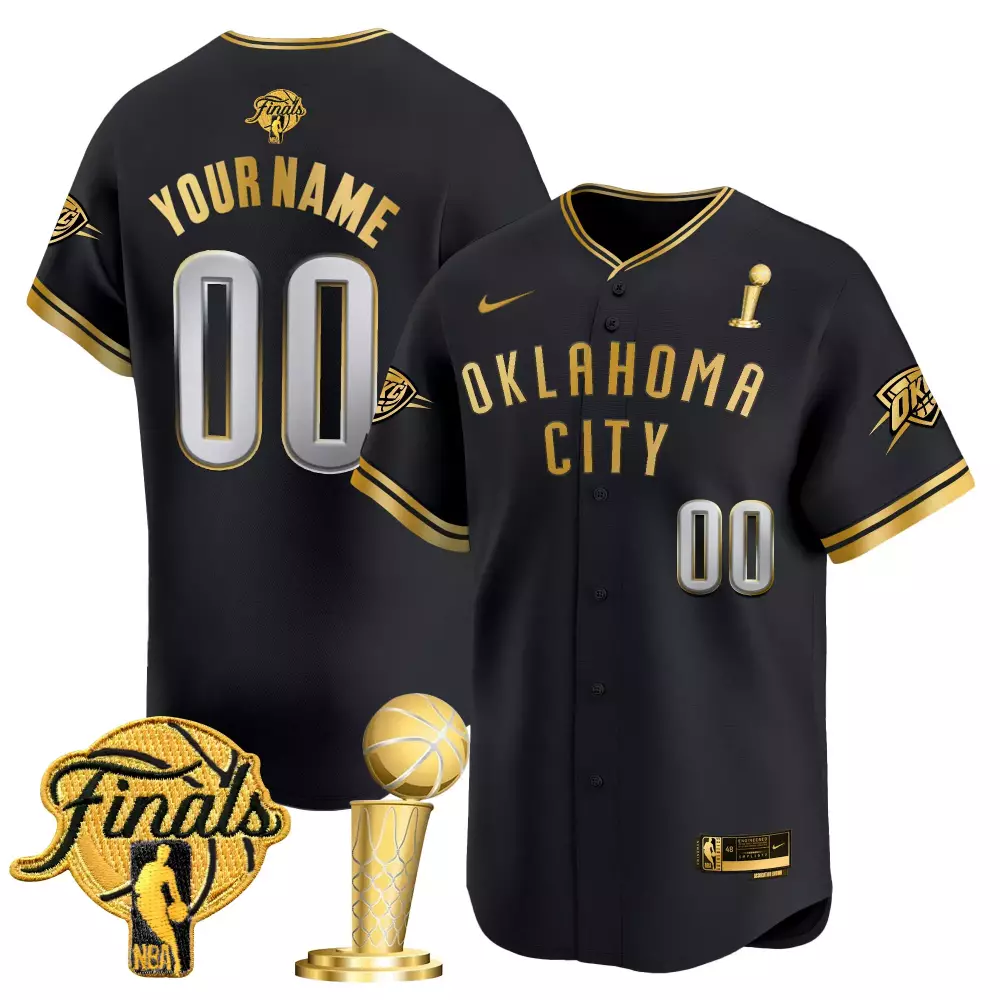 Custom Oklahoma City Thunder Jersey Black Finals Men Replica Gold Vapor Stitched