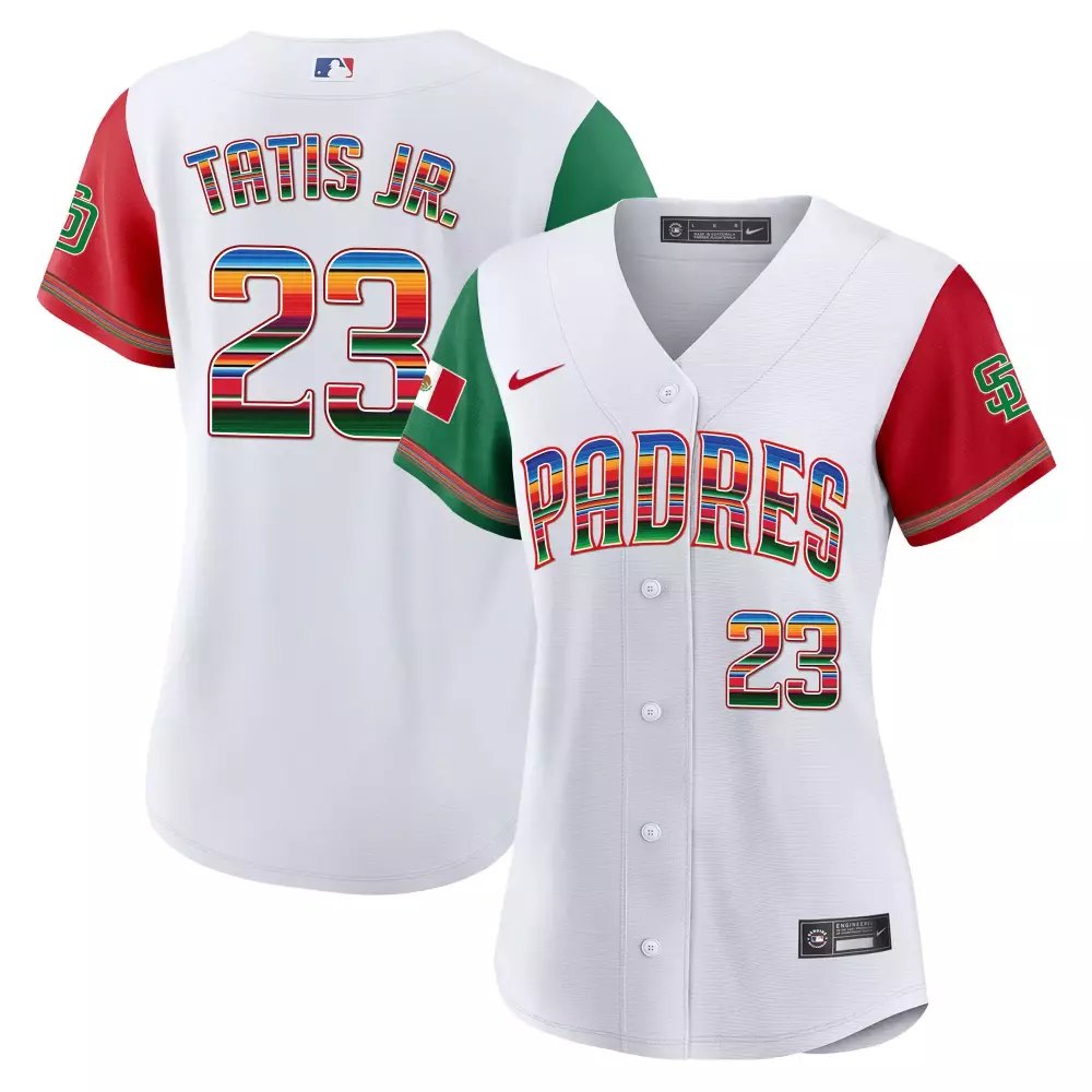 Fernando Tatis 23 Jersey White San Diego Padres Mexico Flag Men Authentic Split Custom Design