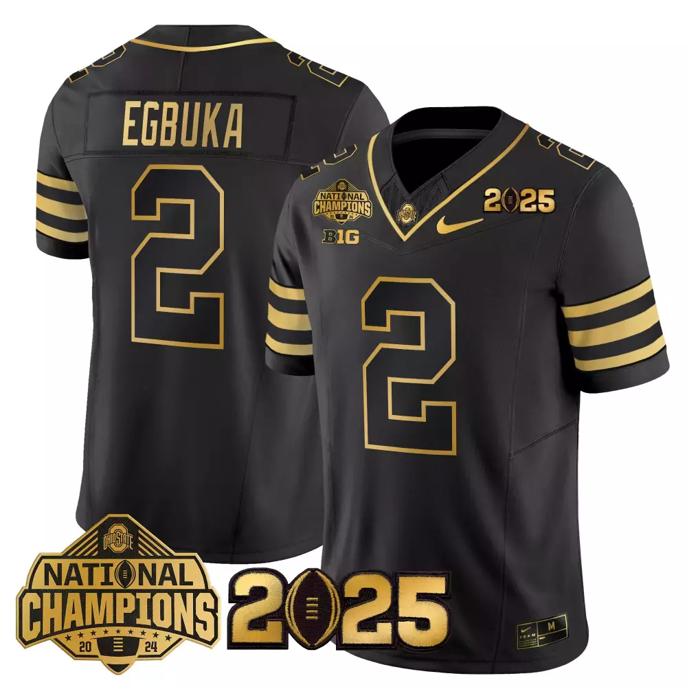 Emeka Egbuka 2 Jersey Black National Champions Ohio State Buckeyes 2024 2025 Men