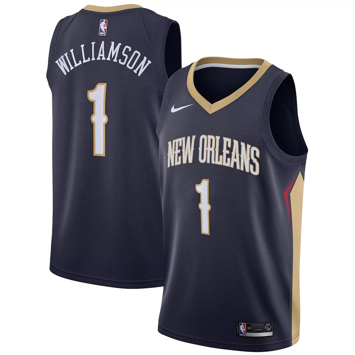 Zion Williamson 1 Jersey Navy New Orleans Pelicans Men Authentic Alternate Gold White
