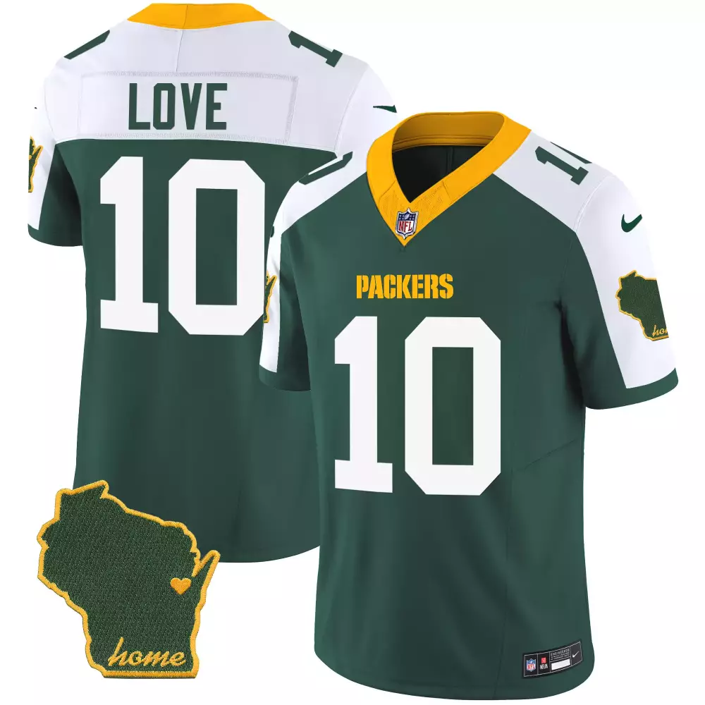 Jordan Love 10 Green Bay Packers Jersey Wisconsin Home Men Authentic White Yellow