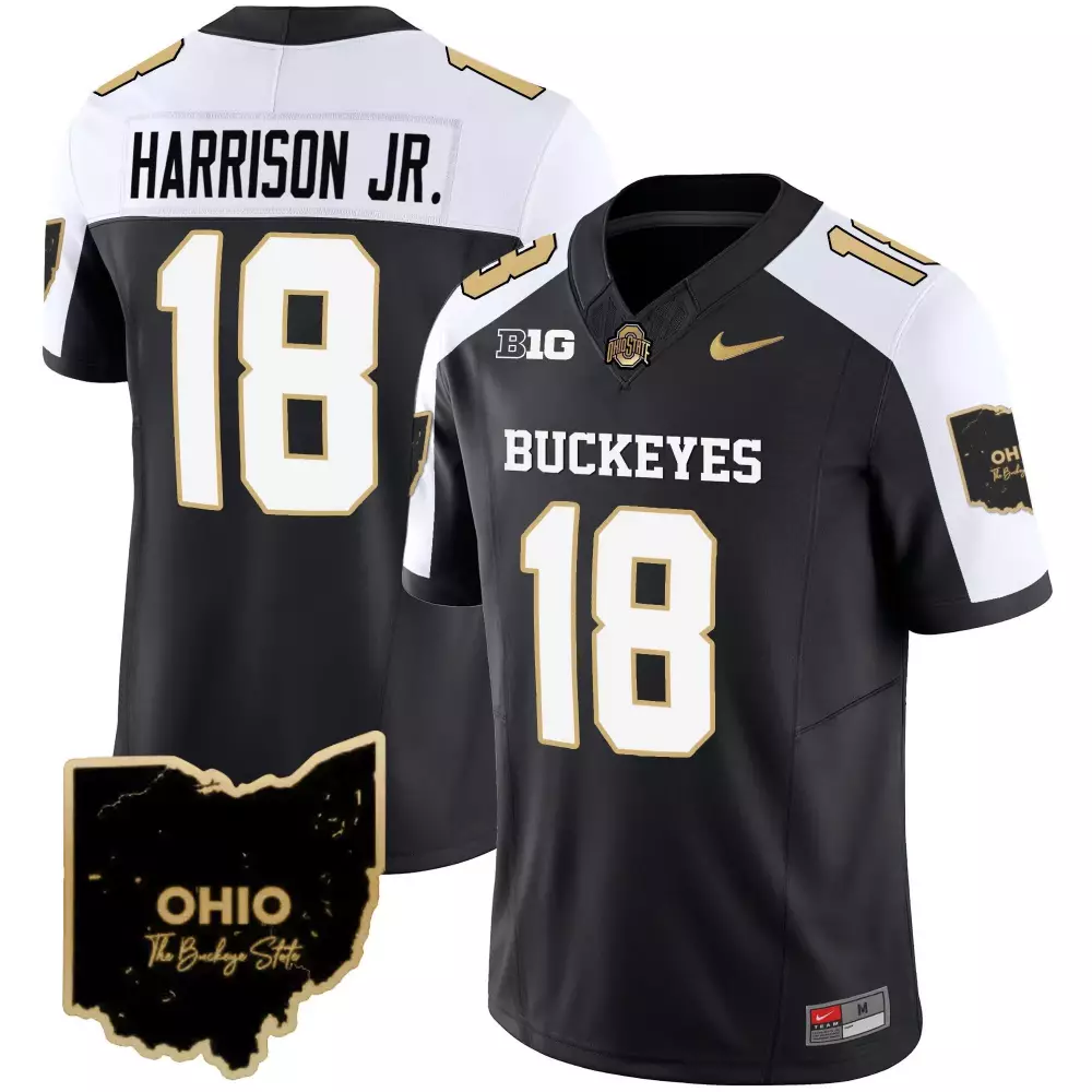 Marvin Harrison 18 Jersey Black Ohio State Buckeyes Men Authentic White Gold Alternate