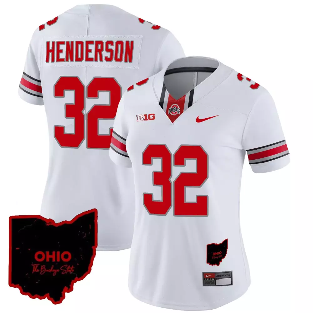 Treveyon Henderson 32 Jersey White Ohio The Buckeye State Buckeyes Women Authentic