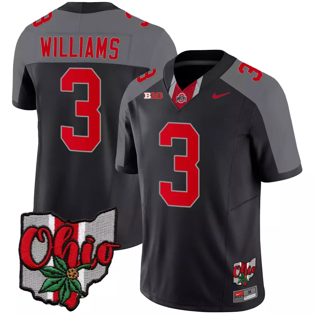 Miyan Williams 3 Jersey Black Ohio State Buckeyes Men Authentic Gray Red Alternate