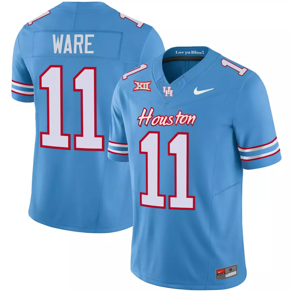 Ware 11 Houston Cougars Jersey Light Blue Luv Ya Blue! Men Authentic Red White Vapor