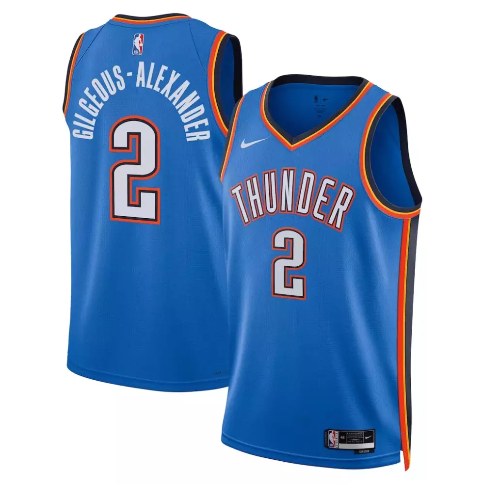 Shai Gilgeous-alexander 2 Jersey Blue Oklahoma City Thunder Men Authentic Orange