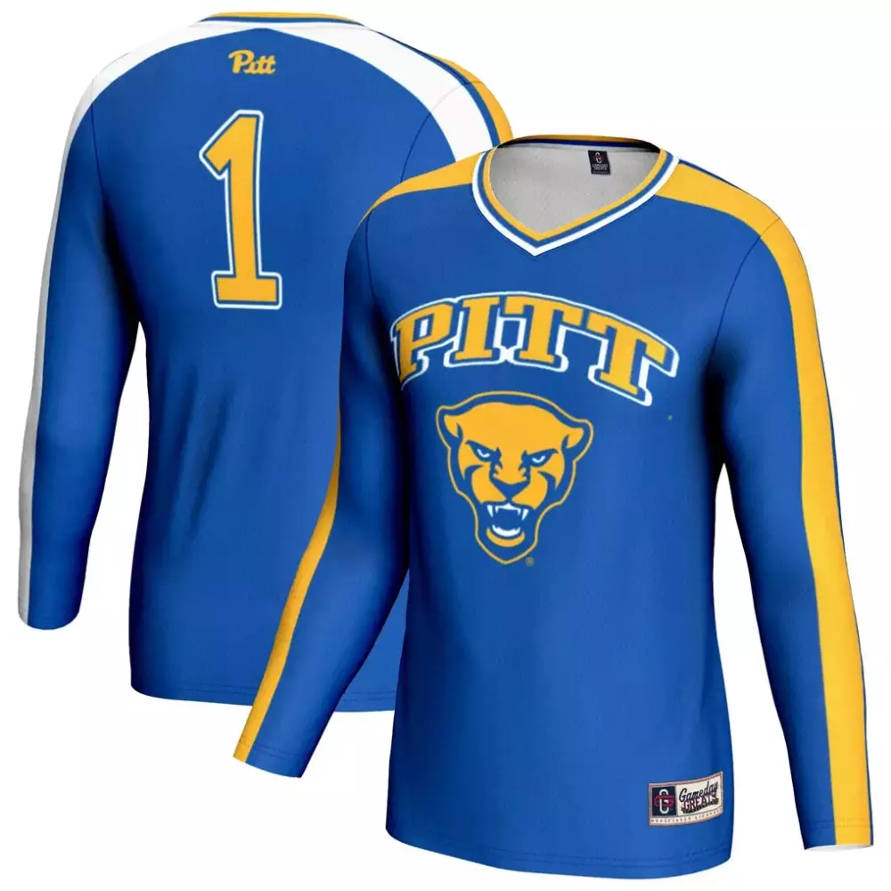 Custom Pittsburgh Panthers 1 Jersey Blue Men Replica Gold White Gameday Unisex Fashion