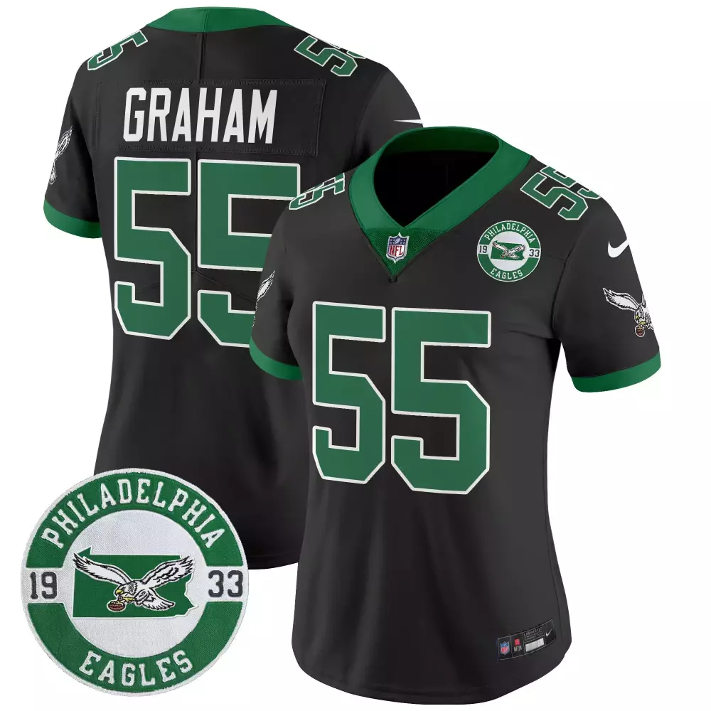 Brandon Graham 55 Jersey Black Philadelphia Eagles 1933 Men Player Green Throwback