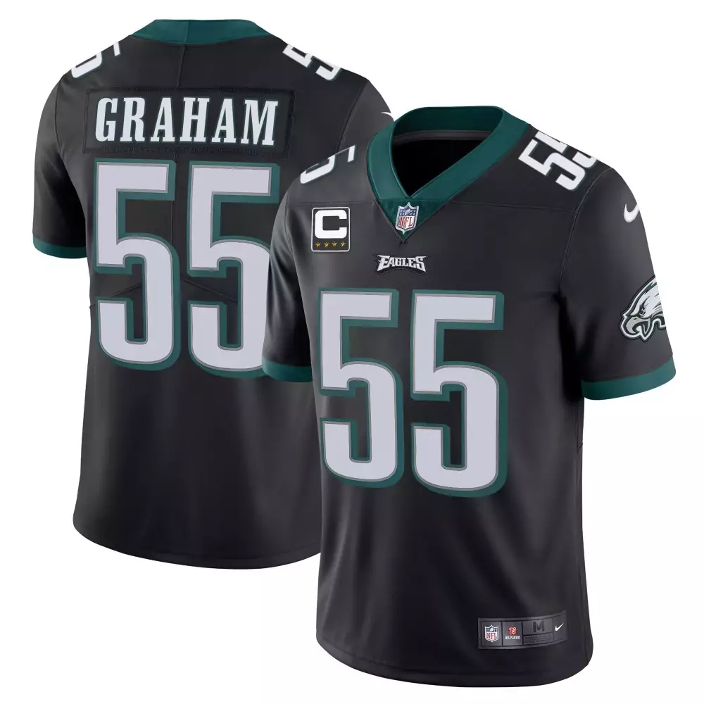 Brandon Graham 55 Eagles Jersey Black Men NFL Green White Vapor All Stitched