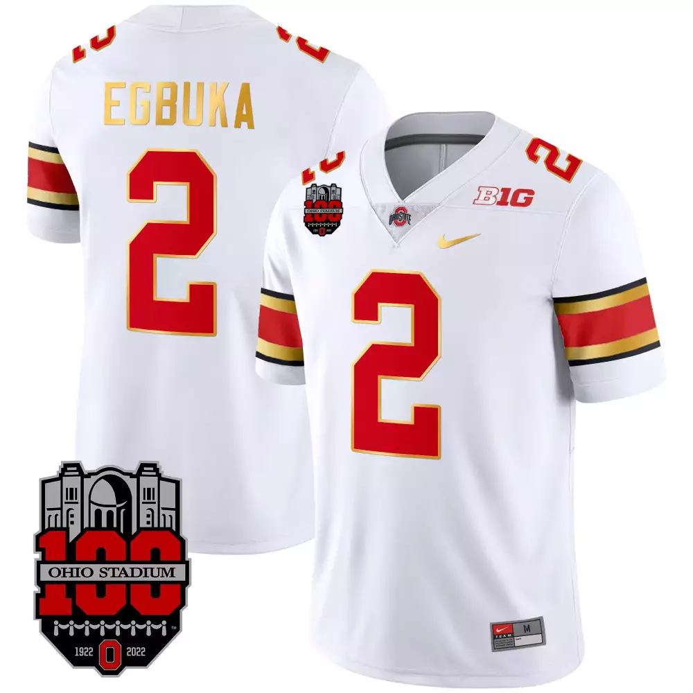 Emeka Egbuka 2 Jersey White Ohio Stadium 100th Anniversary State Buckeyes 100 1922-2022 2022