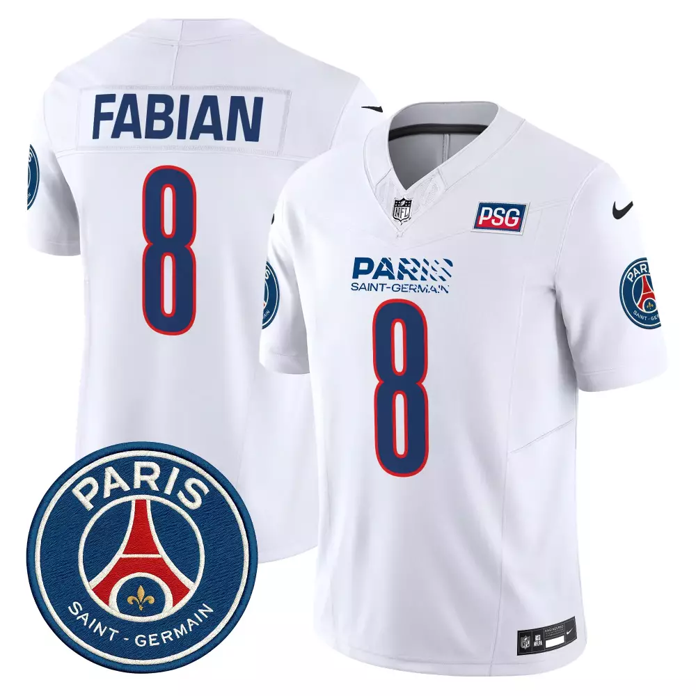 Fabian Paris 8 Jersey White Saint-germain Men Stitched Navy Red Vapor Embroidered