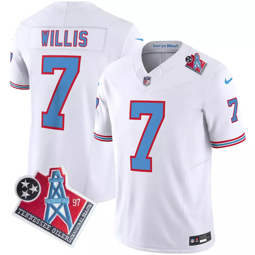 Peach Colorway 7 Tennessee Titans Jersey White Oilers Throwback Men Authentic Alternate