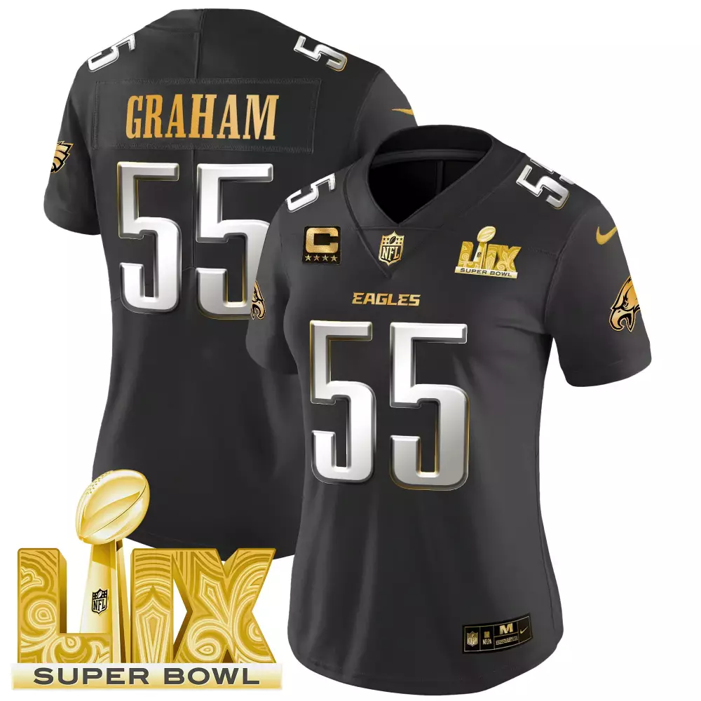 Brandon Graham 55 Eagles Jersey Black Super Bowl Lix Men Game Gold Limited Vapor