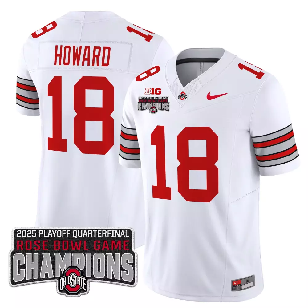 Howard Rose 18 Jersey White 2025 Bowl Game Champions Ohio State Buckeyes Men Authentic