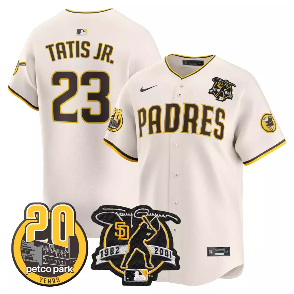 Fernando Tatis 23 Jersey Cream Petco Park 20th Anniversary San Diego Padres 20 Years Tony Gwynn 1982-2001