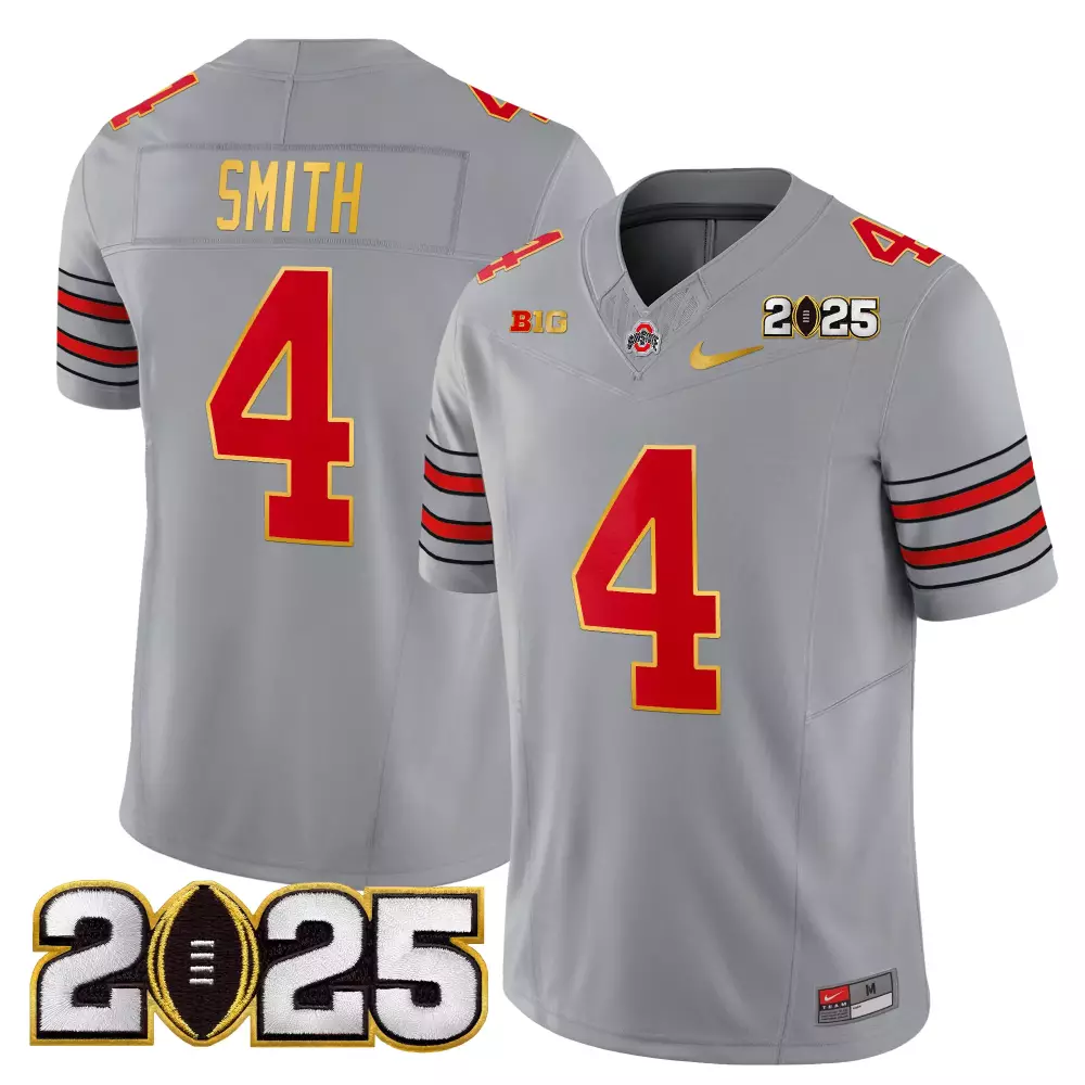 Smith Cfp 4 Ohio State Buckeyes Jersey Gray Big Ten 2025 Season Men Stitched Alternate