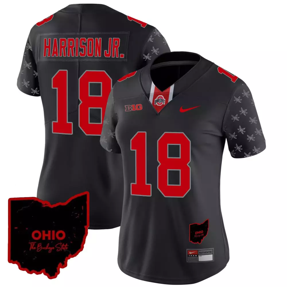 Marvin Harrison 18 Jersey Black Ohio State Buckeyes Women Authentic Alternate Red