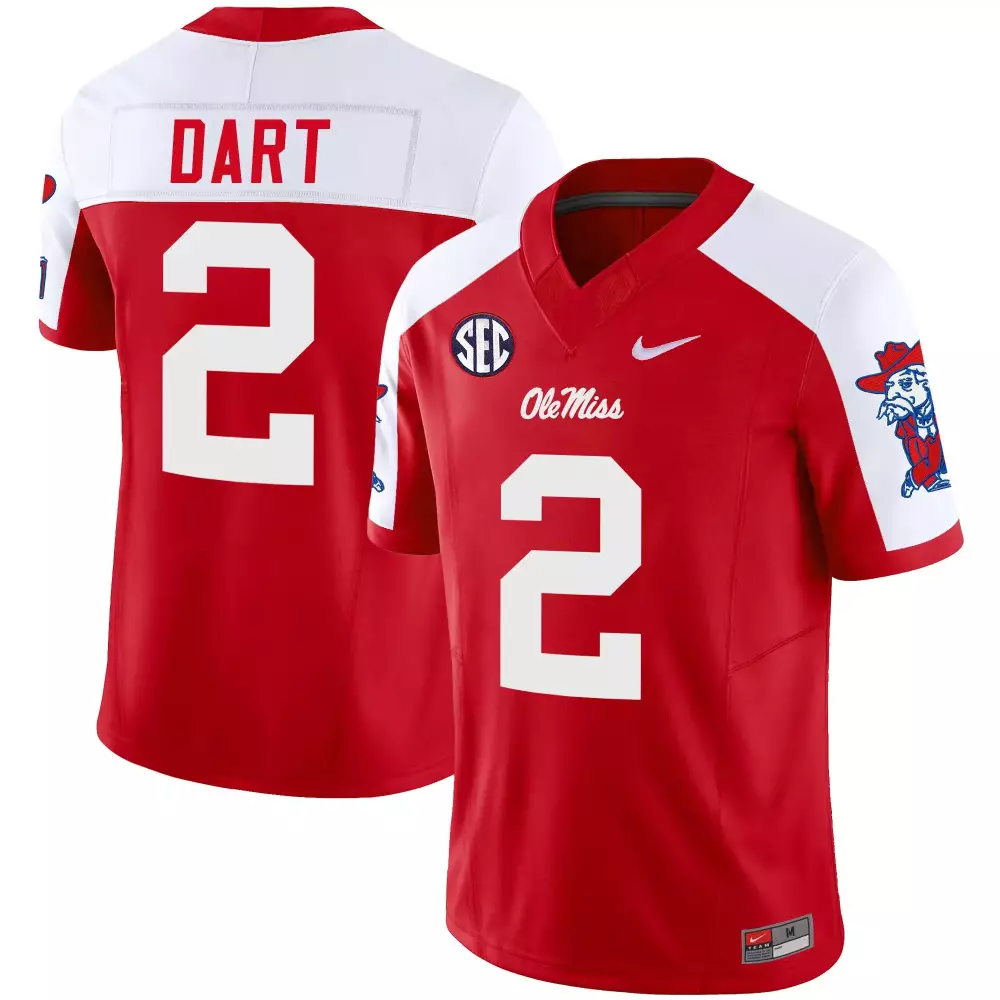Dart Rebels 2 Ole Miss Jersey Red Men Replica White Vapor Limited All Stitched