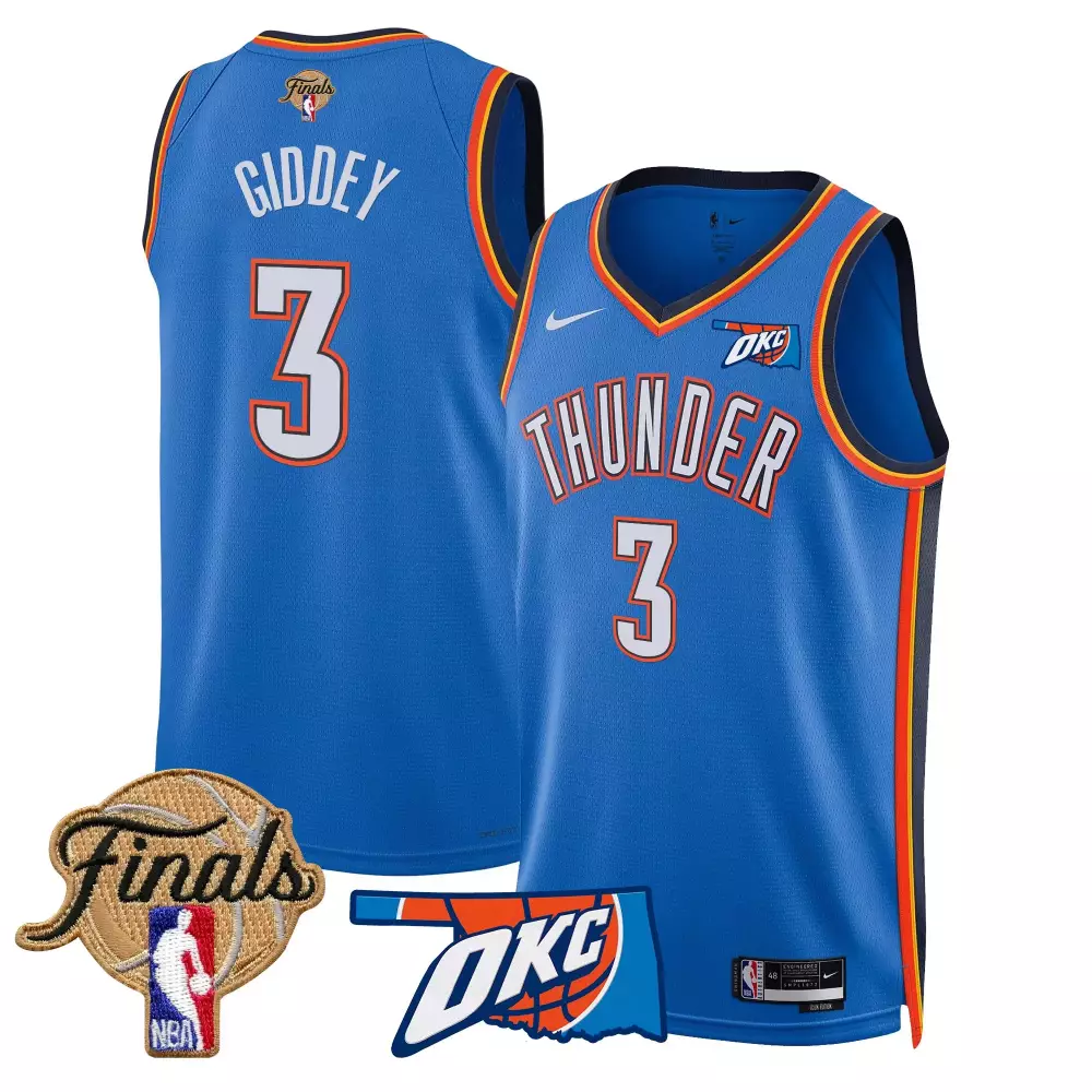 Josh Giddey 3 Jersey Blue Okc Oklahoma City Thunder Finals Men Authentic Orange Black