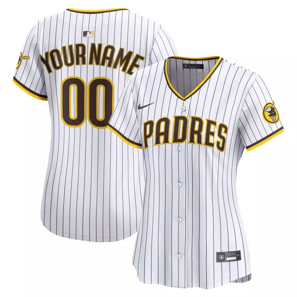 Custom San Diego Padres Jersey White Women Authentic Brown Yellow All Stitched Vapor
