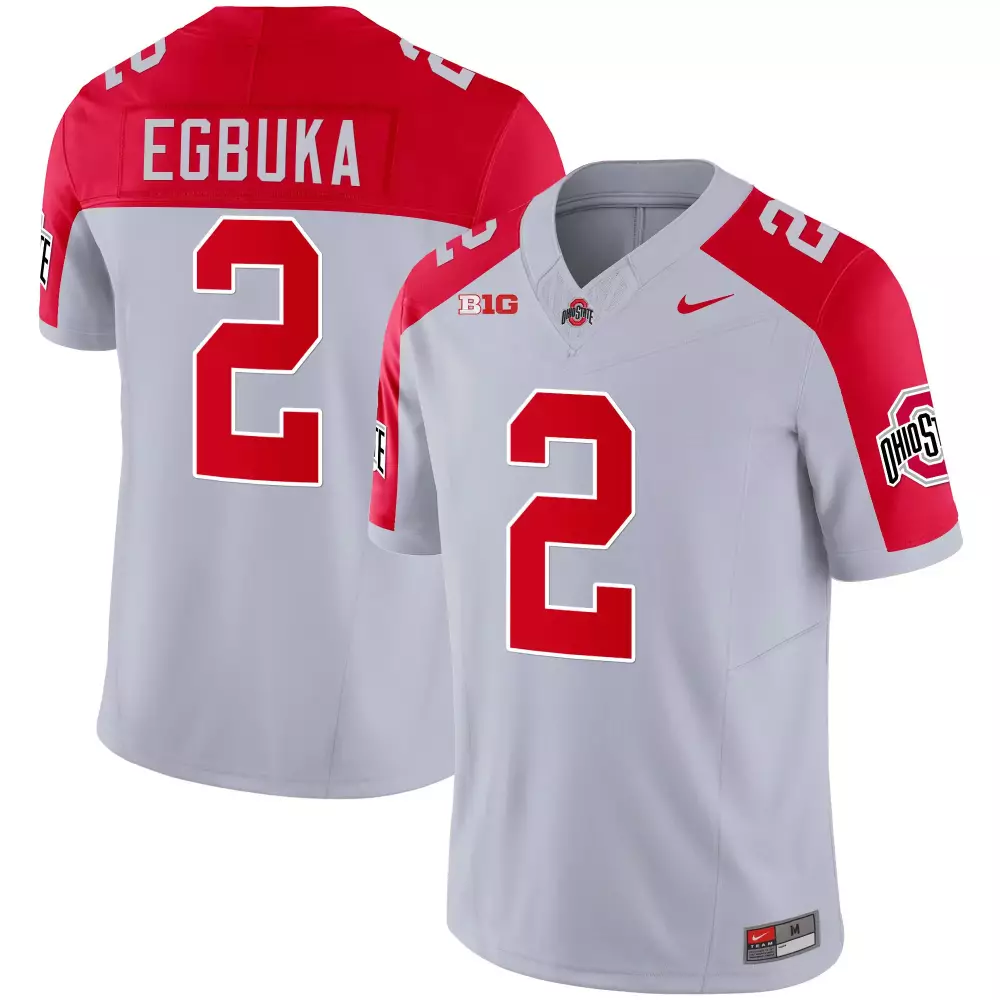 Emeka Egbuka 2 Jersey Gray Ohio State Buckeyes Men Limited Alternate Red All Stitched