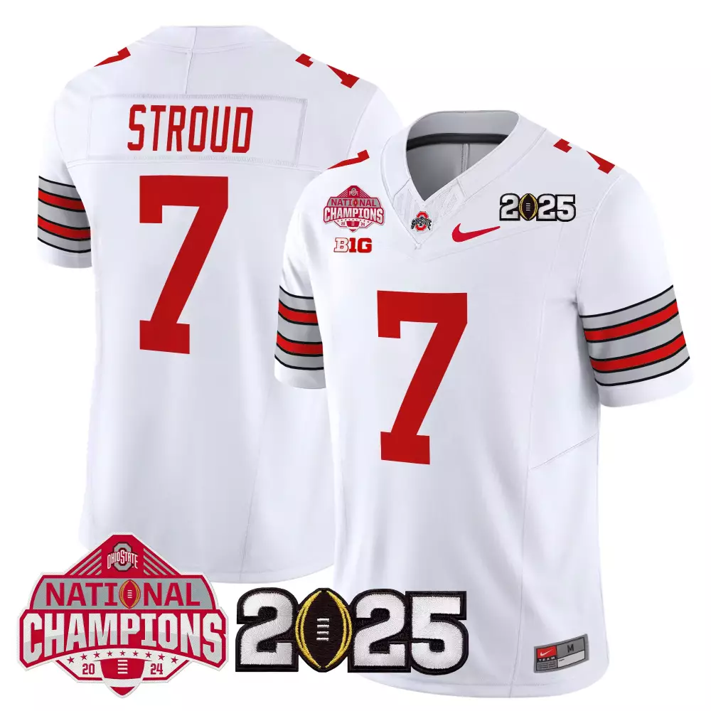 Stroud 7 Ohio State Buckeyes Jersey White National Champions 2024 Big Ten 2025 Men