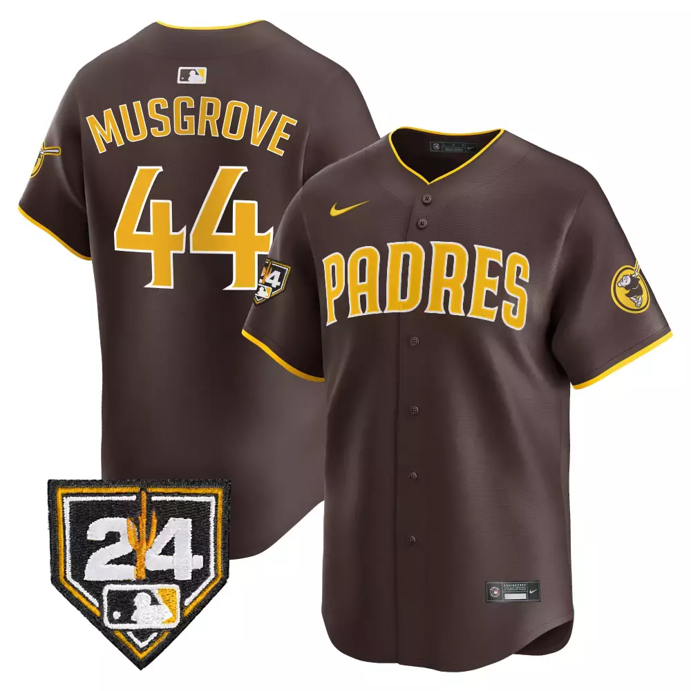 Joe Musgrove 44 San Diego Padres Jersey Brown Gothic Men Authentic Alternate Yellow