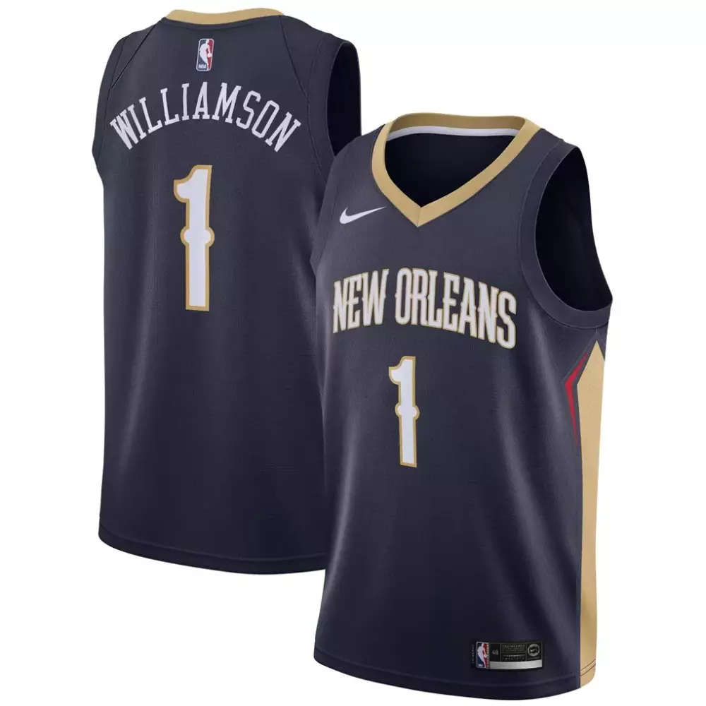 Zion Williamson 1 Jersey Navy New Orleans Pelicans Men Gold White Swingman Icon