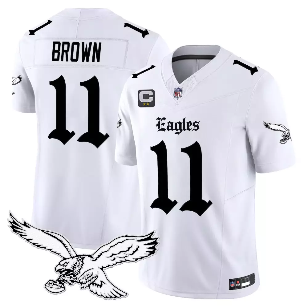 Brown 11 Eagles Jersey White Men Standard Alternate Black Stitched