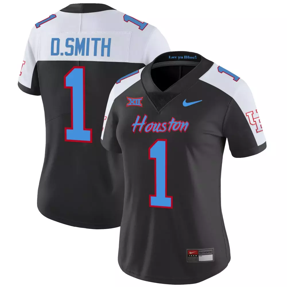 D. Smith 1 Houston Cougars Jersey Black Women Authentic Alternate White Light Blue