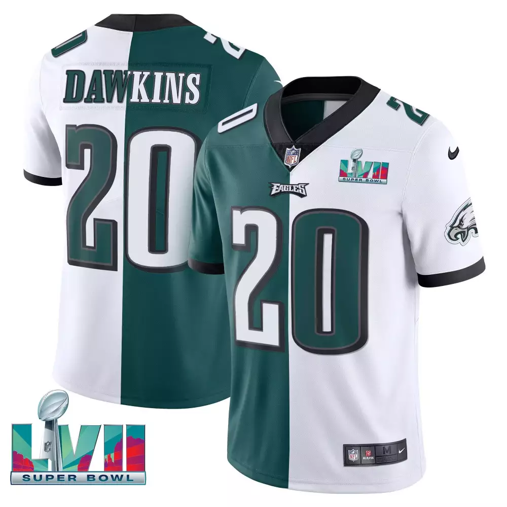 Brian Dawkins 20 Eagles Jersey Green Super Bowl Lvii 2023 Men Split Design White