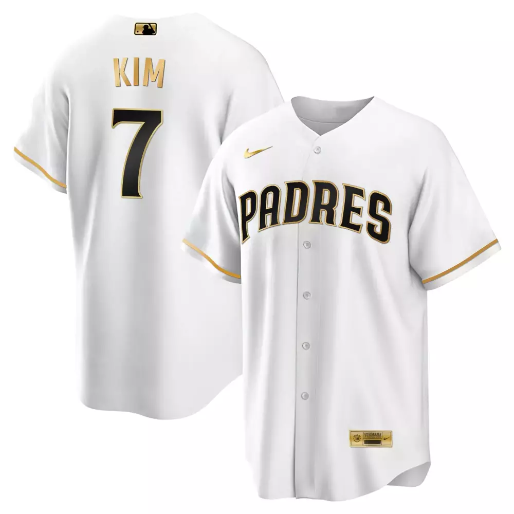 Haseong Kim 7 San Diego Padres Jersey White Men Authentic Gold Cool Limited All Stitched