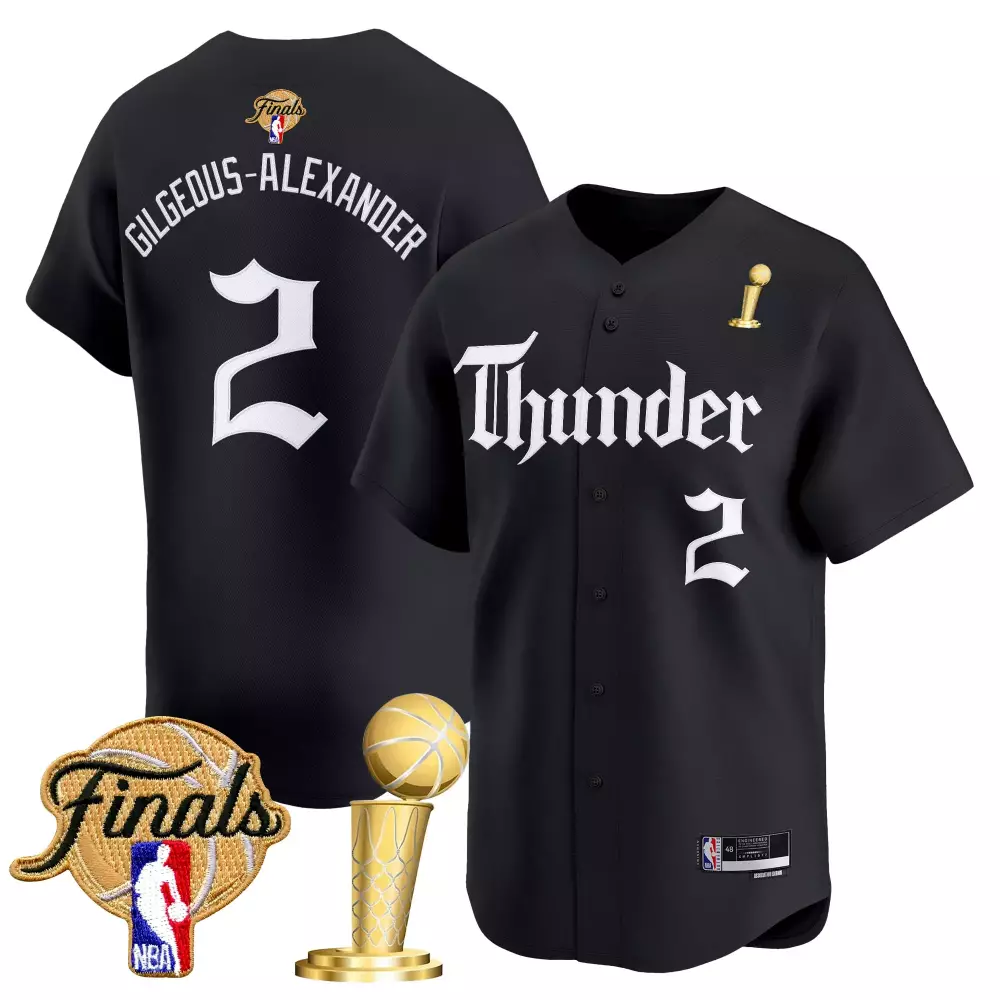 Shai Gilgeous-alexander 2 Jersey Black Oklahoma City Thunder Finals Men Stitched