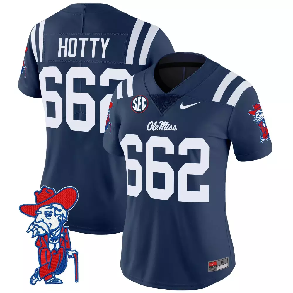 Hotty Rebels Ole Miss Jersey Navy Blue Women Authentic White Vapor Limited Embroidered
