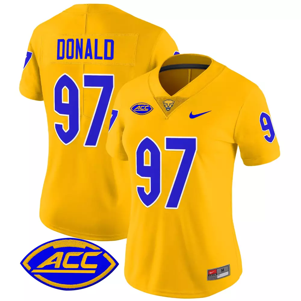 Donald ACC 97 Pittsburgh Panthers Jersey Yellow Men Replica Blue Vapor Limited Stitched