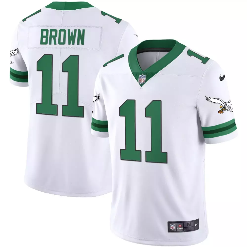 Aj Brown 11 Philadelphia Eagles Jersey White Men Standard Alternate Green Vapor Throwback