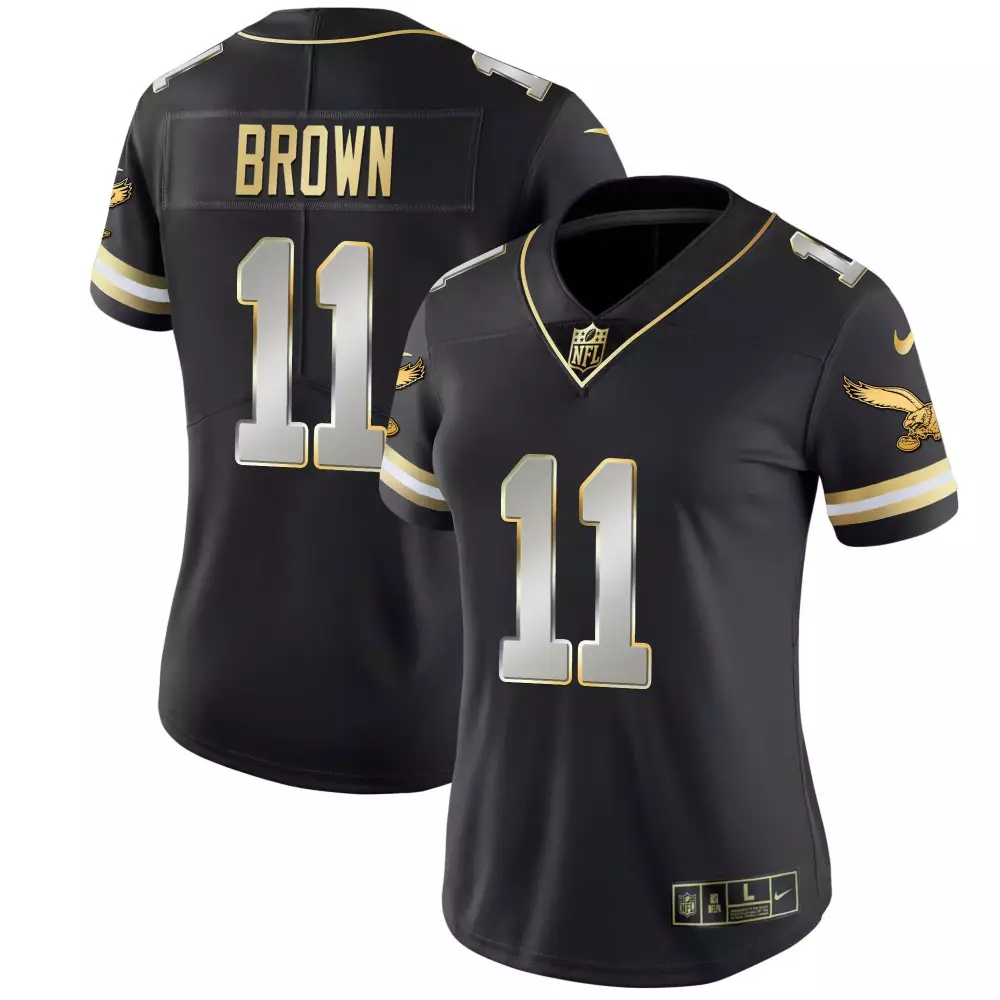 Aj Brown 11 Philadelphia Eagles Jersey Black 2023 Women Gold White Limited Vapor